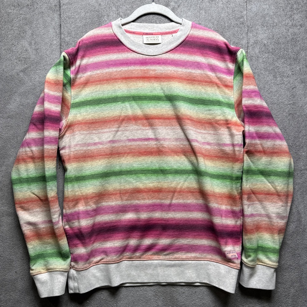 Scotch & Soda Amsterdam Sweater Womens L Multicolor Rainbow Striped Pullover